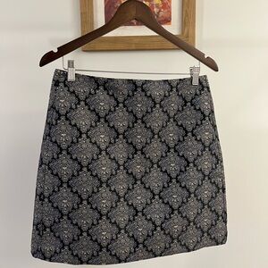 LOFT Black and Gray Mini Skirt